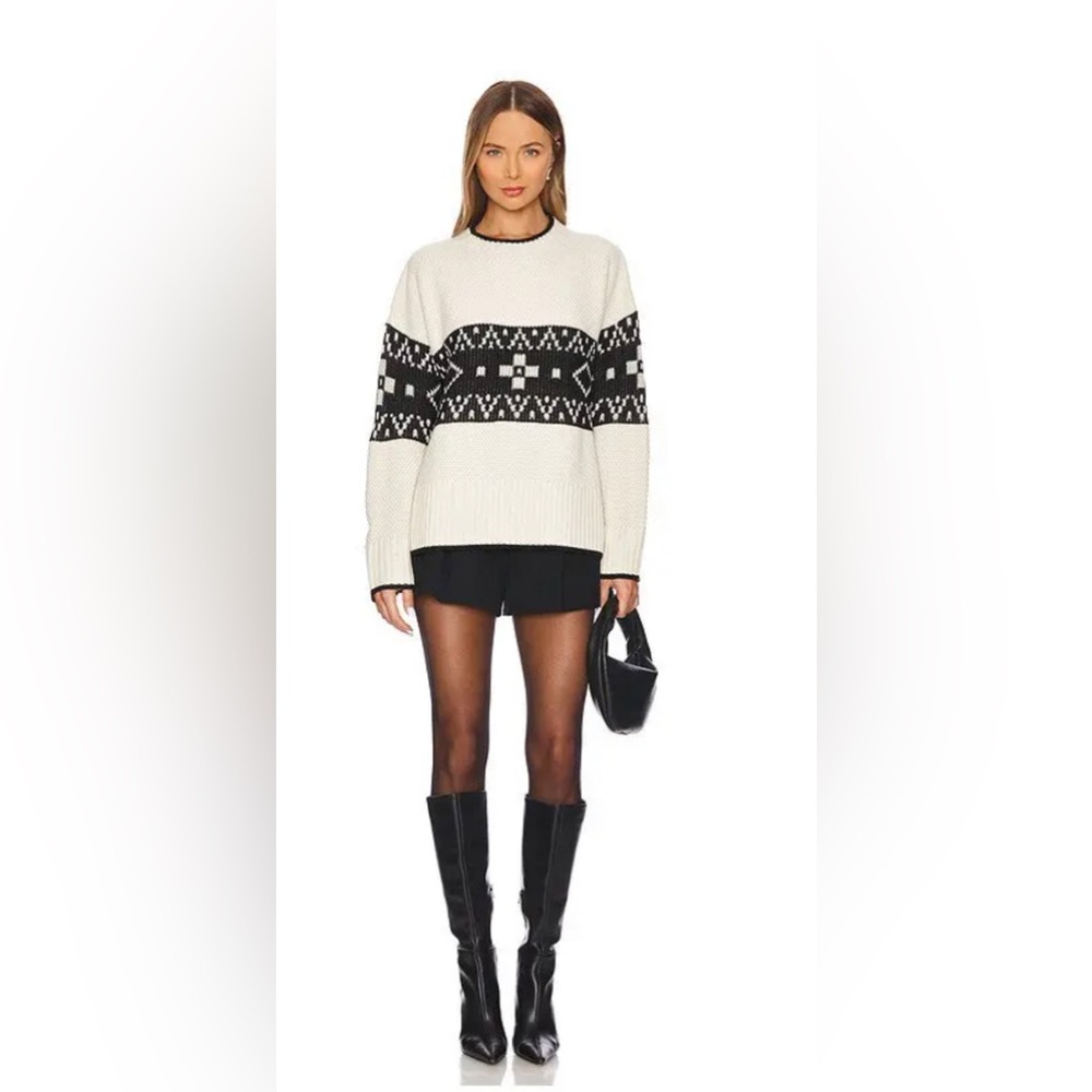 Pistola Leanni Pullover - Oatmeal Blk Fairisle - Size Small